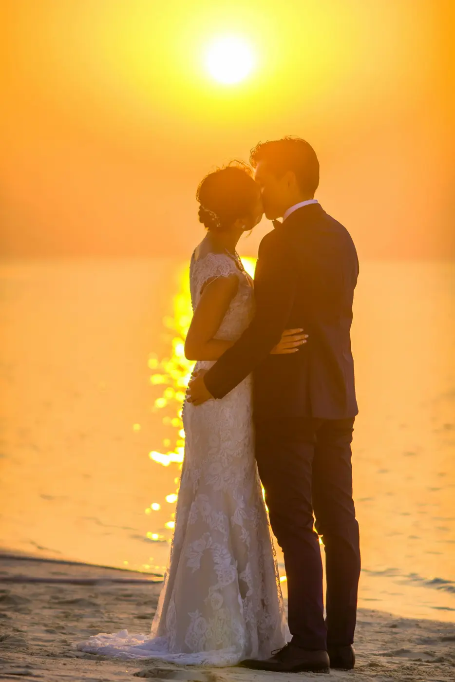 Formal occasion clothing at sunset
